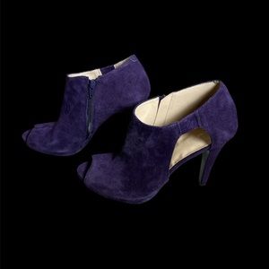 NINE WEST - Phantom - Purple Suede Peep-Toe Ankle Heel - Size 9